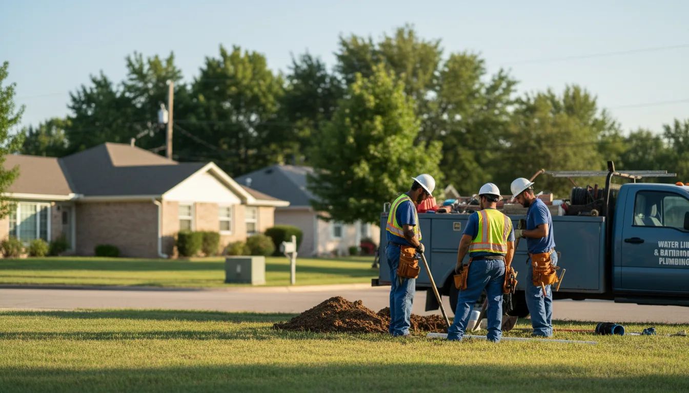 Residential water line and bathroom plumbing service in Ringold, OK